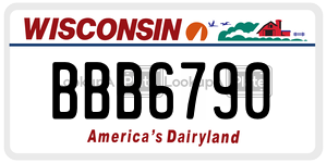 BBB6790  license plate in WI