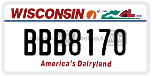 BBB8170  license plate in WI
