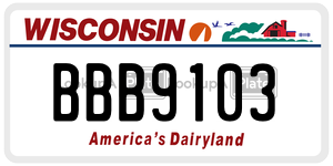 BBB9103  license plate in WI