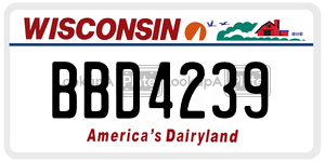 BBD4239  license plate in WI