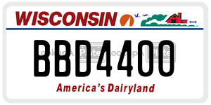 BBD4400  license plate in WI
