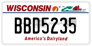 BBD5235  license plate in WI