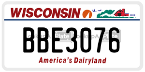 BBE3076  license plate in WI