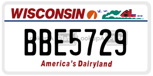 BBE5729  license plate in WI