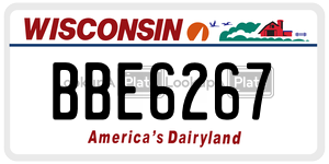 BBE6267  license plate in WI