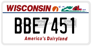 BBE7451  license plate in WI