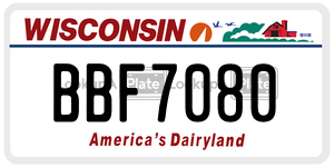 BBF7080  license plate in WI