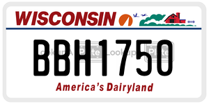 BBH1750  license plate in WI