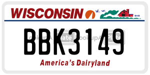 BBK3149  license plate in WI