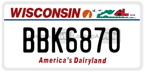 BBK6870  license plate in WI