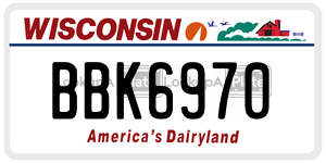 BBK6970  license plate in WI