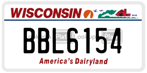 BBL6154  license plate in WI
