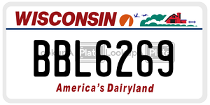 BBL6269  license plate in WI