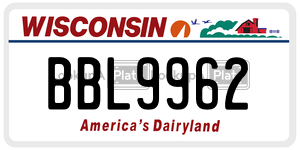 BBL9962  license plate in WI