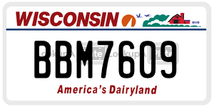 BBM7609  license plate in WI