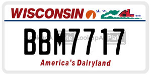 BBM7717  license plate in WI