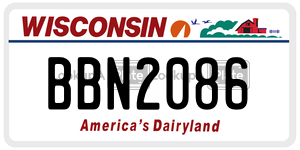 BBN2086  license plate in WI
