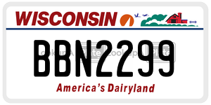 BBN2299  license plate in WI