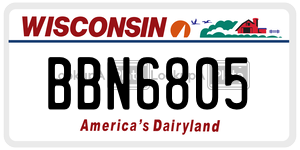 BBN6805  license plate in WI