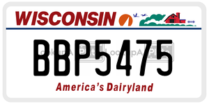 BBP5475  license plate in WI