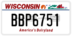 BBP6751  license plate in WI