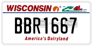 BBR1667  license plate in WI