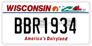 BBR1934  license plate in WI
