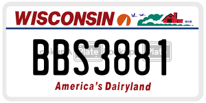 BBS3881  license plate in WI