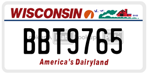BBT9765  license plate in WI