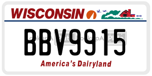 BBV9915  license plate in WI