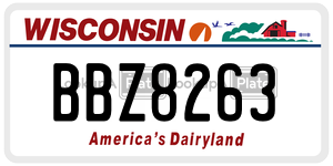 BBZ8263  license plate in WI