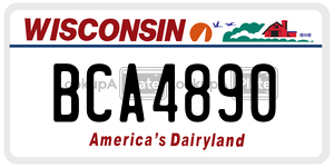BCA4890  license plate in WI