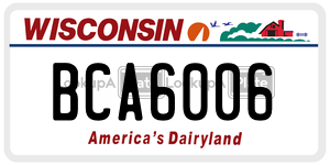 BCA6006  license plate in WI