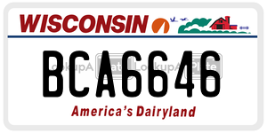 BCA6646  license plate in WI