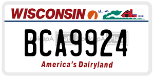 BCA9924  license plate in WI