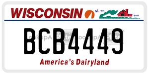 BCB4449  license plate in WI