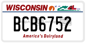 BCB6752  license plate in WI