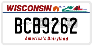 BCB9262  license plate in WI
