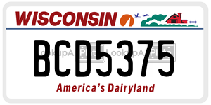 BCD5375  license plate in WI