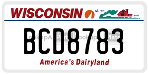 BCD8783  license plate in WI