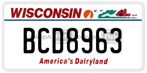 BCD8963  license plate in WI