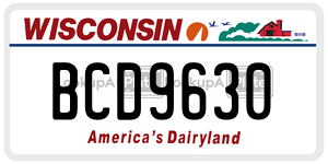 BCD9630  license plate in WI