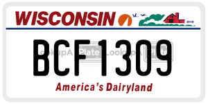 BCF1309  license plate in WI