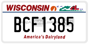 BCF1385  license plate in WI