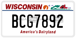 BCG7892  license plate in WI