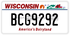 BCG9292  license plate in WI