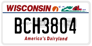 BCH3804  license plate in WI