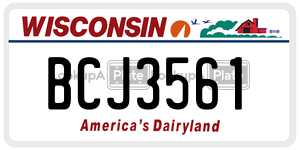 BCJ3561  license plate in WI