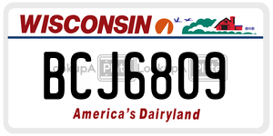 BCJ6809  license plate in WI