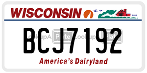 BCJ7192  license plate in WI